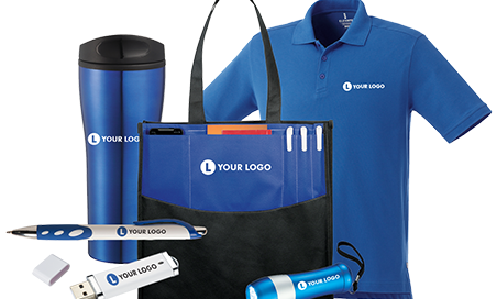 Promotional shirt, tumbler, flashlight , and bag