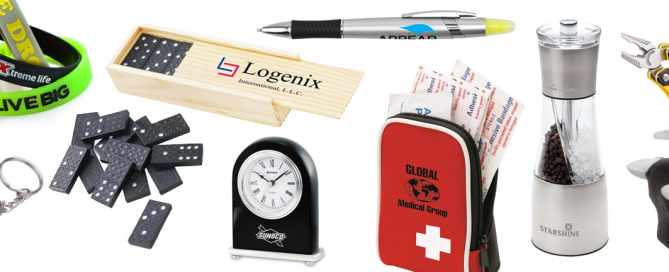 a display of various Promotional Products